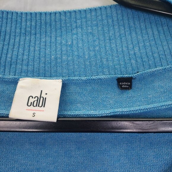 Cabi Lounge Sweater Women's Small Blue Marble Boat Neck Short Sleeve Pullover - Picture 3 of 11
